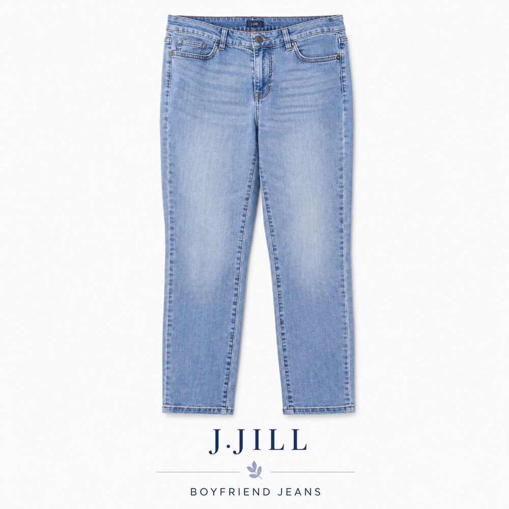 J Jill Boyfriend Jeans Size 12 Light Wash Straight Leg Stretch Denim Pants
